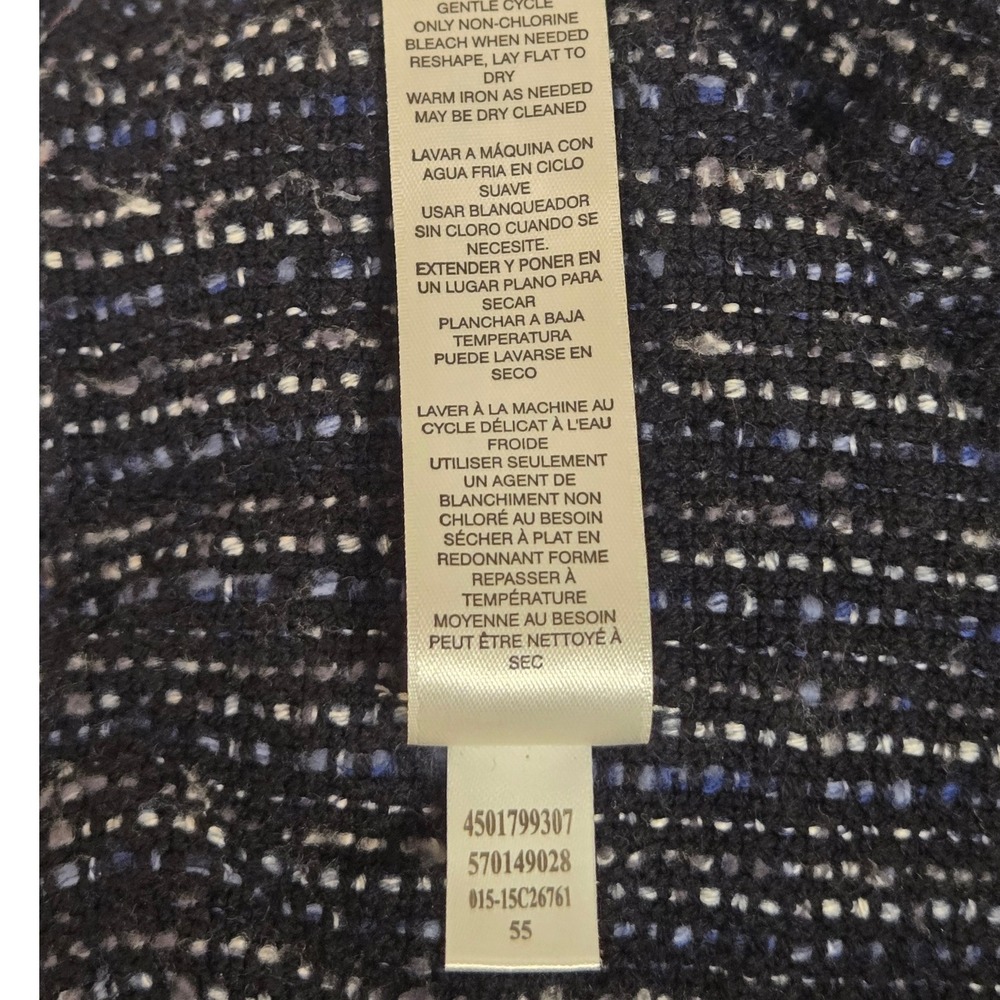 Chicos Blue Fringe Open Front Cardigan Jacket Blazer Size 12 Career - Picture 6 of 8